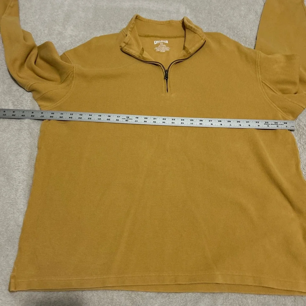 Duluth Trading Co Quarter Zip Pullover Mens XLT Mustard Yellow Ribbed Cotton